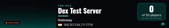 Dex Test Server live status badge