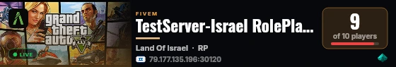 TestServer-Israel RolePlay - Serious RP live status badge