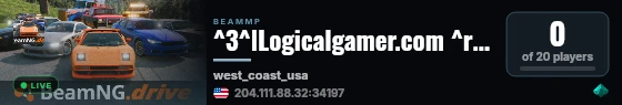 ^3^lLogicalgamer.com ^r| ^6^o^o^nBeamMP^r Server ^f| ^aFreeroam ^f| ^4^l^oEUS live status badge