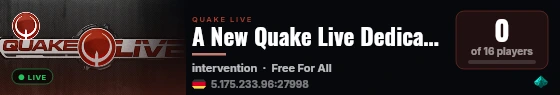 A New Quake Live Dedicated Server live status badge