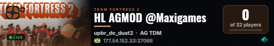 HL AGMOD @Maxigames live status badge