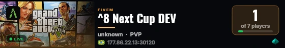 ^8 Next Cup DEV live status badge