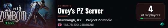 Ovey's PZ Server live status badge