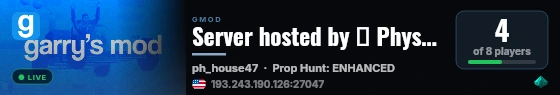 Server hosted by 🔵 Physgun.com live status badge
