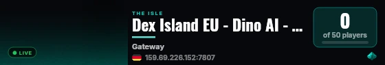 Dex Island EU - Dino AI - x1 Growth live status badge
