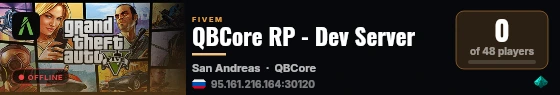 QBCore RP - Dev Server live status badge