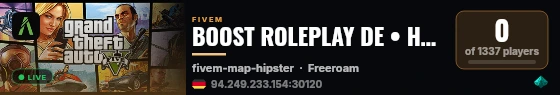 BOOST ROLEPLAY DE • HEUTE 20:30 UHR RELEASE • .gg/boost-rp live status badge