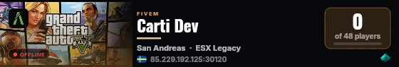 Carti Dev live status badge