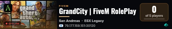 GrandCity | FiveM RolePlay live status badge