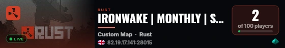 IRONWAKE | MONTHLY | SEMI VANILLA live status badge