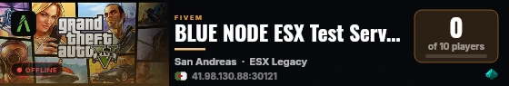 BLUE NODE ESX Test Server live status badge