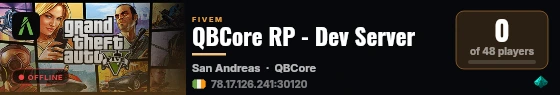 QBCore RP - Dev Server live status badge