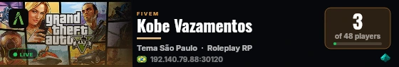 Kobe Vazamentos live status badge