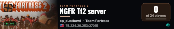 NGFR Tf2 server live status badge