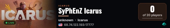 SyPhEnZ Icarus live status badge