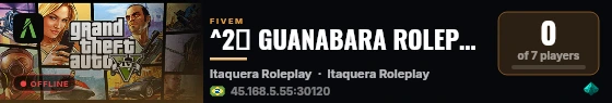 ^2🔵 GUANABARA ROLEPLAY ▬↭🡺🔥 SÃO PAULO RP 🡸↭▬🔥 live status badge