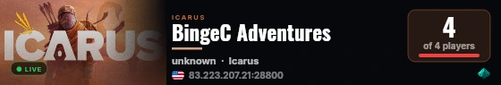 BingeC Adventures live status badge