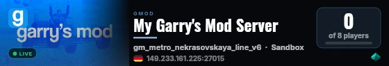 My Garry's Mod Server live status badge