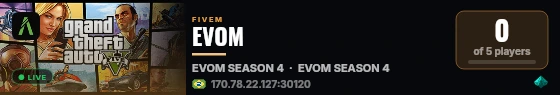 EVOM live status badge