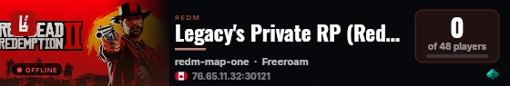 Legacy's Private RP (RedM) live status badge
