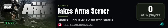 Jakes Arma Server live status badge