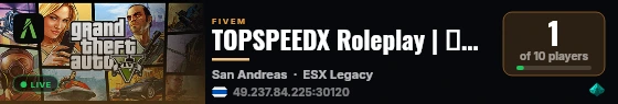 TOPSPEEDX Roleplay | อยู่ระหว่างการพัฒนา live status badge