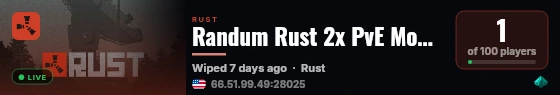 Randum Rust 2x PvE Monthly|Quests|Events|Raids live status badge