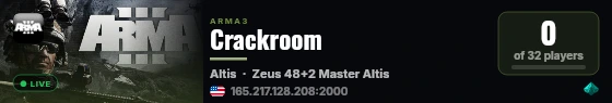 Crackroom live status badge