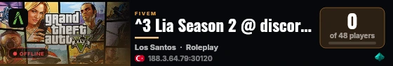 ^3 Lia Season 2 @ discord.gg/liarp live status badge