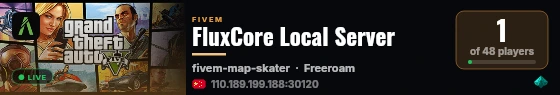 FluxCore Local Server live status badge