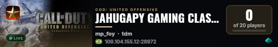 JAHUGAPY GAMING CLASSIC live status badge