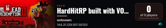 HardHitRP built with VORPCore! live status badge
