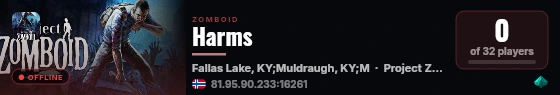 Harms live status badge
