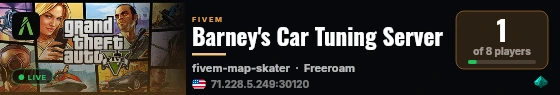 Barney's Car Tuning Server live status badge