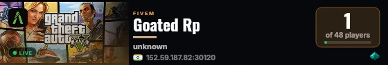 Goated Rp live status badge