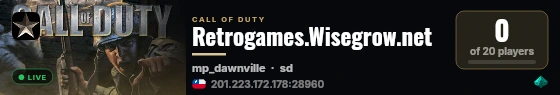 Retrogames.Wisegrow.net live status badge