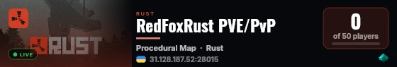 RedFoxRust PVE/PvP live status badge