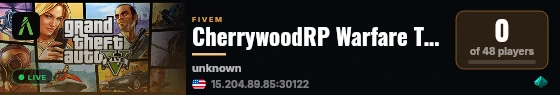 CherrywoodRP Warfare Tactics live status badge