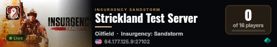 Strickland Test Server live status badge