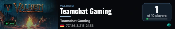 Teamchat Gaming live status badge