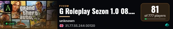 G Roleplay Sezon 1.0 08.09 Açılış live status badge
