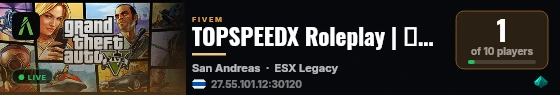TOPSPEEDX Roleplay | อยู่ระหว่างการพัฒนา live status badge