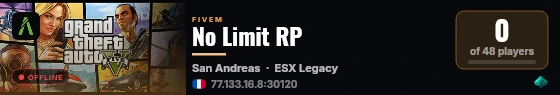No Limit RP live status badge