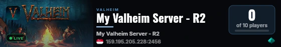 My Valheim Server - R2 live status badge