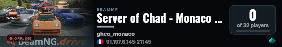 Server of Chad - Monaco 24h/24 GT3/F1/F4/And mores live status badge