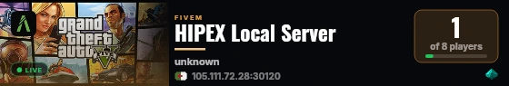 HIPEX Local Server live status badge