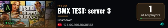 BMX TEST: server 3 live status badge