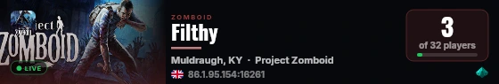 Filthy live status badge