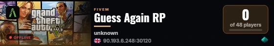 Guess Again RP live status badge