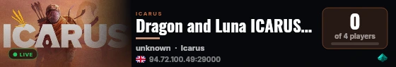 Dragon and Luna ICARUS Server by g-portal.com live status badge